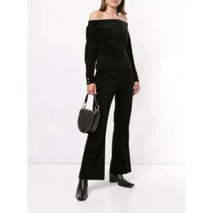 New! Christian Dada Black Off the Shoulder Corduroy Shirt Eu 34 - US XS